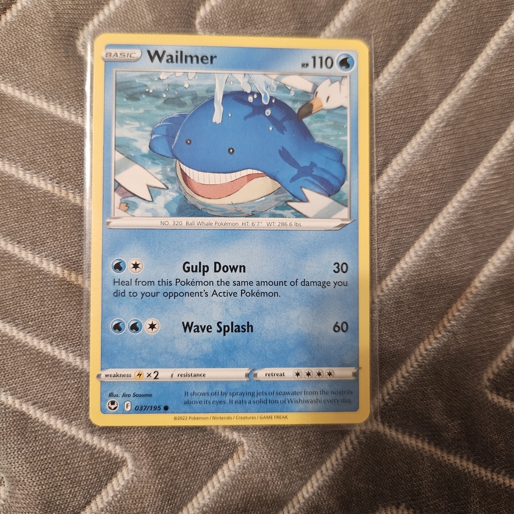 Pokemon Wailmer Card - Blue and Yellow